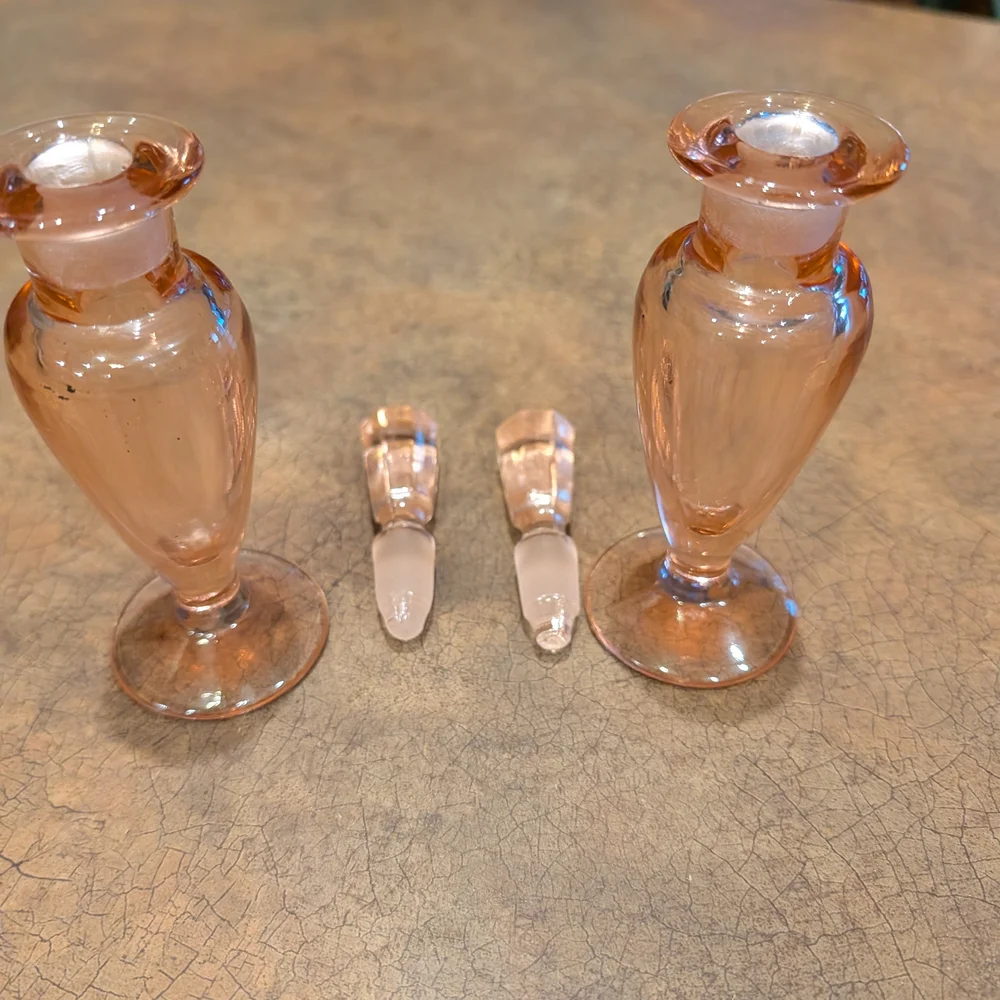 Elegant Glass Vanity Tray Set with Pink Accents
